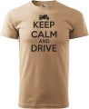 Koszulka dla motocyklisty nadruk Keep Calm and Drive kolor piaskowy Aradena.pl.jpg