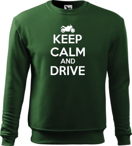 Bluza z nadrukiem dla Motocyklisty Keep Calm and Drive kolor zieleń butelkowa Aradena.pl.jpg
