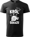 Koszulka męska z nadrukiem król garażu doskonały upominek kolor koszulki czarny