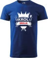 Koszulka Król Grilla męski t-shirt na grilla doskonały prezent kolor chabrowy