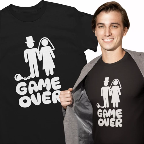 Koszulka na wieczór kawalerski GAME OVER doskonała koszulka dla Pana Młodego bawełna
