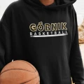 Bluza z kapturem Górnik Wałbrzych Basketball kolor czarny złoto biały nadruk