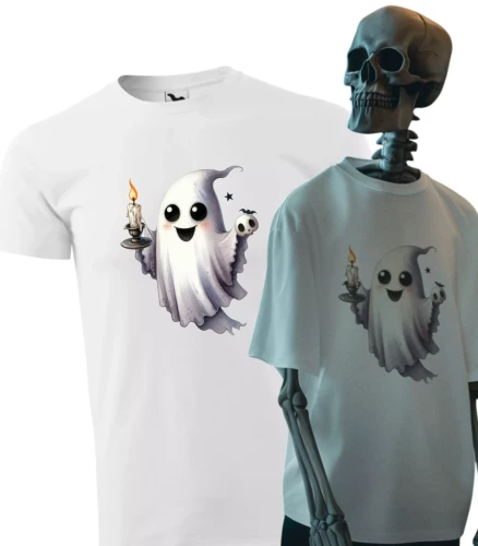 Koszulka męska t-shirt kolor biały nadruk Duszek AlleKoszulki Halloween Koszulki z nadrukiem.jpg