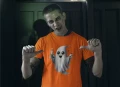Koszulka męska t-shirt kolor pomarańczowy nadruk Duszek AlleKoszulki Halloween Koszulki z nadrukiem.jpg