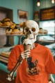 Koszulka męska t-shirt kolor pomarańczowy nadruk Dynia z kotem AlleKoszulki Halloween Koszulki z nadrukiem.jpg
