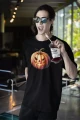 Koszulka męska t-shirt kolor czarny nadruk Dynia nietoperz AlleKoszulki Halloween Koszulki z nadrukiem.jpg