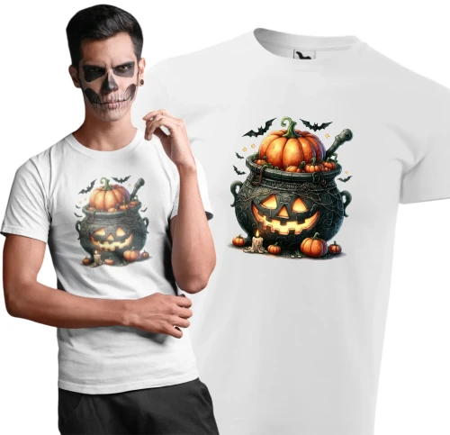 Koszulka męska t-shirt kolor biały nadruk Kociołek AlleKoszulki Halloween Koszulki z nadrukiem.jpg