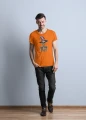 Koszulka męska t-shirt kolor pomarańczowy nadruk Kościotrup AlleKoszulki Halloween Koszulki z nadrukiem.jpg
