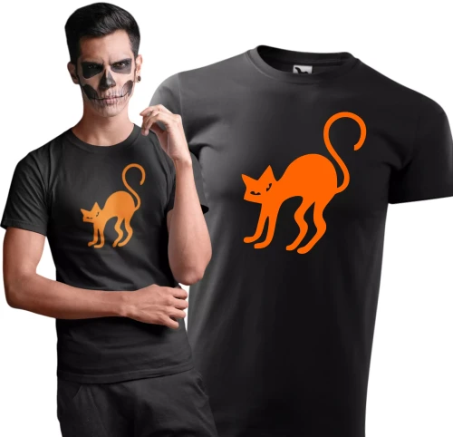 Koszulka męska t-shirt kolor czarny nadruk KOT AlleKoszulki Halloween Koszulki z nadrukiem.jpg