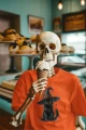 Koszulka męska t-shirt kolor pomarańczowy nadruk Czarodziejski Kot AlleKoszulki Halloween Koszulki z nadrukiem.jpg