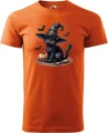Koszulka męska t-shirt kolor pomarańczowy nadruk Magiczny Kot AlleKoszulki Halloween Koszulki z nadrukiem.jpg