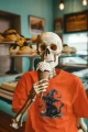 Koszulka męska t-shirt kolor pomarańczowy nadruk Magiczny Kot AlleKoszulki Halloween Koszulki z nadrukiem.jpg