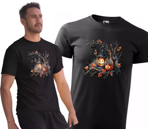 Koszulka męska t-shirt kolor czarny nadruk Magiczne Drzewo AlleKoszulki Halloween Koszulki z nadrukiem.jpg