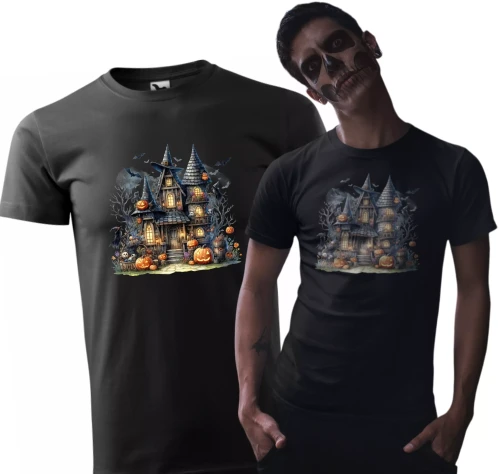 Koszulka męska t-shirt kolor czarny nadruk Nawiedzony Dwór AlleKoszulki Halloween Koszulki z nadrukiem.jpg