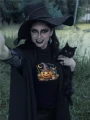 Koszulka damska czarna z nadrukiem halloweenowej dyni