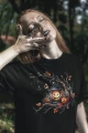 Damska koszulka czarna halloween z nadrukiem magicznego drzewa