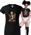 Damska koszulka czarna halloween z nadrukiem mumi