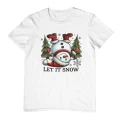 Biała świąteczna koszulka damska z nadrukiem let it snow