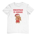 Biała męska koszulka świąteczna z nadrukiem christmas is coming