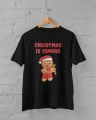 Czarna męska koszulka świąteczna z nadrukiem christmas is coming