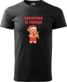 Czarna męska koszulka świąteczna z nadrukiem christmas is coming