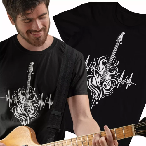 Koszulka dla gitarzysty linia życia EKG gitara