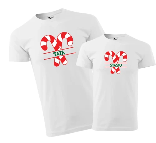 Zestaw koszulek świątecznych biały z nadrukiem