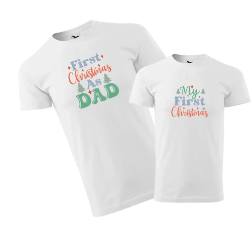 Zestaw koszulek świątecznych biały z nadrukiem