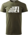 eat sleep chess repeat koszulka szachisty kolor militarny
