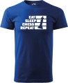 eat sleep chess repeat koszulka szachisty kolor chabrowy