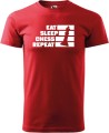 eat sleep chess repeat koszulka szachisty kolor czerwony