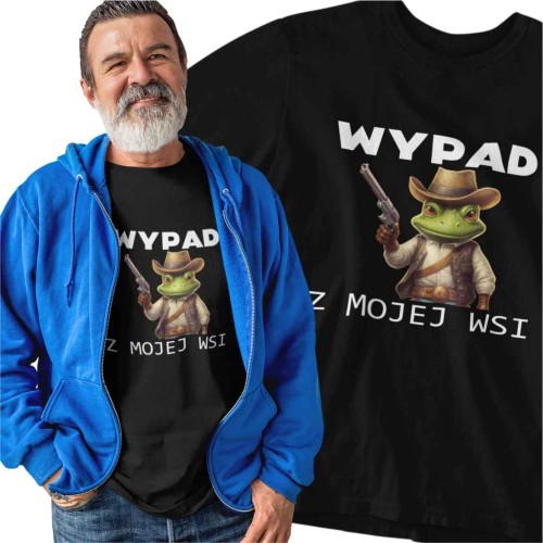 Koszulka męska z nadrukiem żaby Wypad z mojej wsi