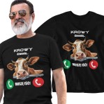 Męska Koszulka dla Rolnika - Krowy Dzwonią Muszę Iść