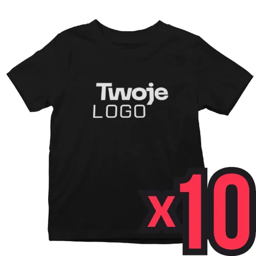 Pakiet 10 koszulek firmowych z dużym logo na przodzie – Aradena