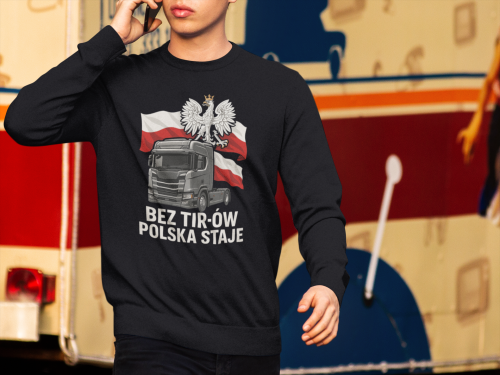 Czarna bluza bez kaptura z nadrukiem