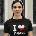 Damska koszulka z nadrukiem I love Poland serce