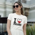 Damska koszulka z nadrukiem I love Poland serce