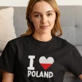 Damska koszulka z nadrukiem I love Poland serce