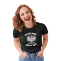 Damska koszulka z nadrukiem Polish Wife Happy Life