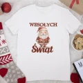 Wesołych Świąt Retro Dziecięca Koszulka z Nadrukiem biała