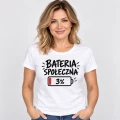 Koszulka damska z nadrukiem bateria społeczna 3% modelka