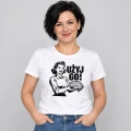 Koszulka damska z nadrukiem użyj go mózg na modelce