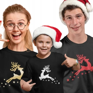 Zestaw Świąteczny 2+1 Renifer Gwiazdki Mama Tata Dziecko