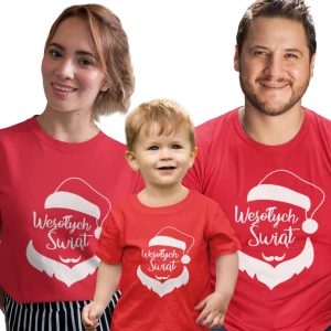 Zestaw Świąteczny 2+1 Wesołych Świąt Mikołaj Mama Tata Dziecko