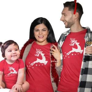 Zestaw Świąteczny 2+1 Renifer Gwiazdki Mama Tata Niemowlę