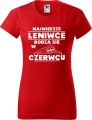 Koszulka damska t-shirt kolor Czerwony Leniwce rodzą się w Czerwcu AlleKoszulki Urodziny, śmieszny nadruk.jpg