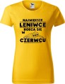 Koszulka damska t-shirt kolor Żółty Leniwce rodzą się w Czerwcu AlleKoszulki Urodziny, śmieszny nadruk.jpg