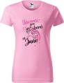 Koszulka damska t-shirt kolor Jasny Róż Unicorns are born in June AlleKoszulki Urodziny, Jednorożce.jpg