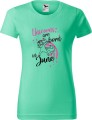 Koszulka damska t-shirt kolor Miętowy Unicorns are born in June AlleKoszulki Urodziny, Jednorożce.jpg