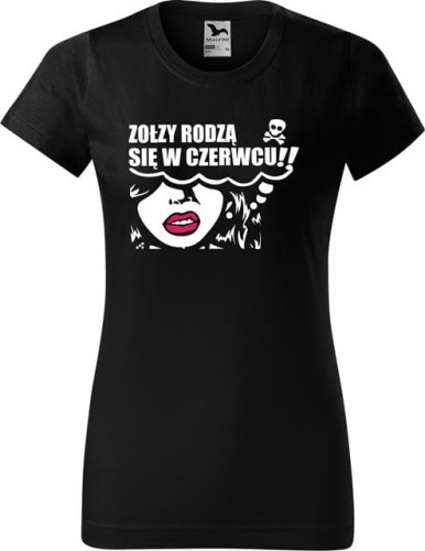 Koszulka damska t-shirt kolor Czarny Zołzy rodzą się w Czerwcu AlleKoszulki Urodziny, Śmieszna koszulka.jpg